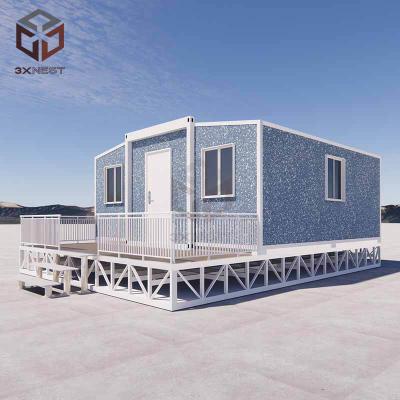 Casa modular personalizável com varanda e escadas