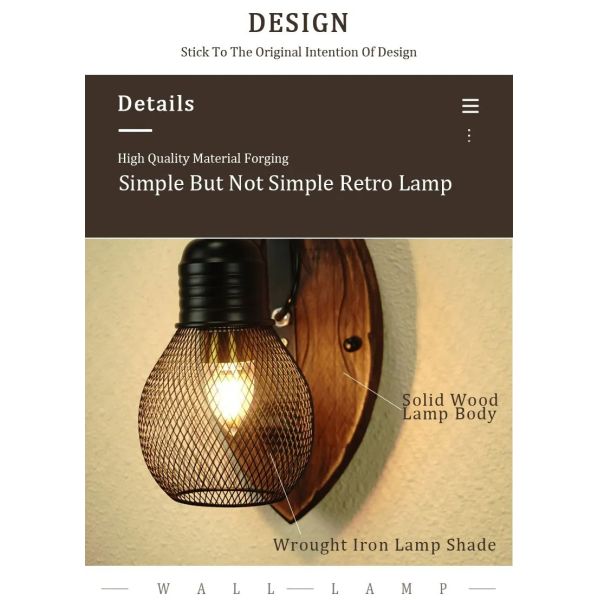 Coffee Restaurant Bar Antique Vintage Black Iron Net wall lamp (WH-VR-130)