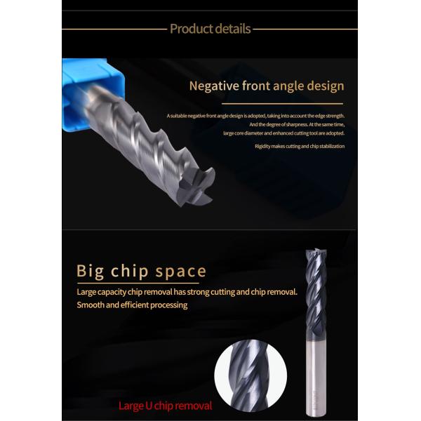 HRC50/55/60/65 4 Flute Carbide End Mill 3mm - 12mm Diameter For Stainless Steel