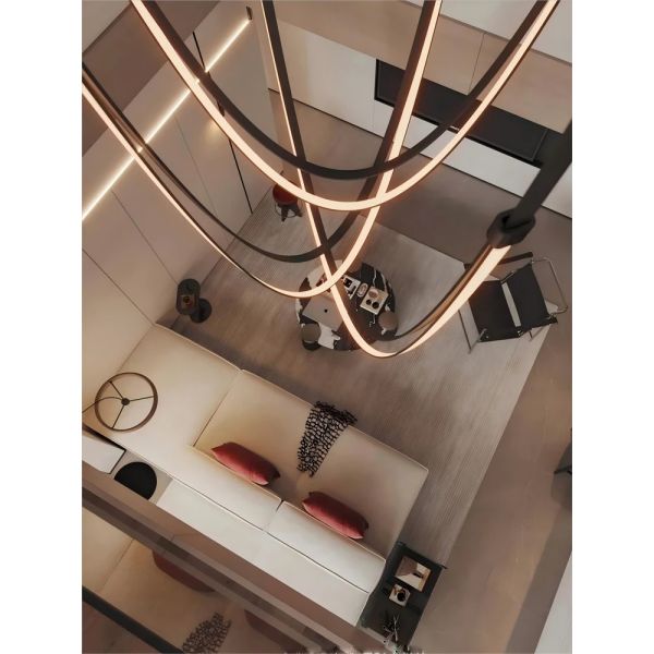 Dimmable LED Fexible Brown Black Leather Belt Chandelier (WH-NC-132)