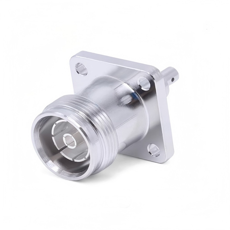 Female 4.3-10 RF Flange Connector with Gold-Plated Brass for DC-6GHz Signal Transmission
