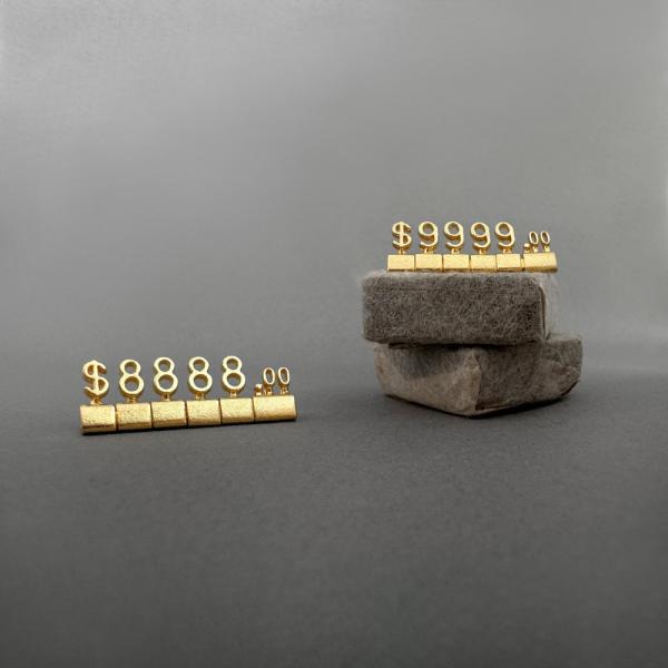 Золото Мини 3D Металл розничная цена отображение теги для ювелирных изделий цены кубики