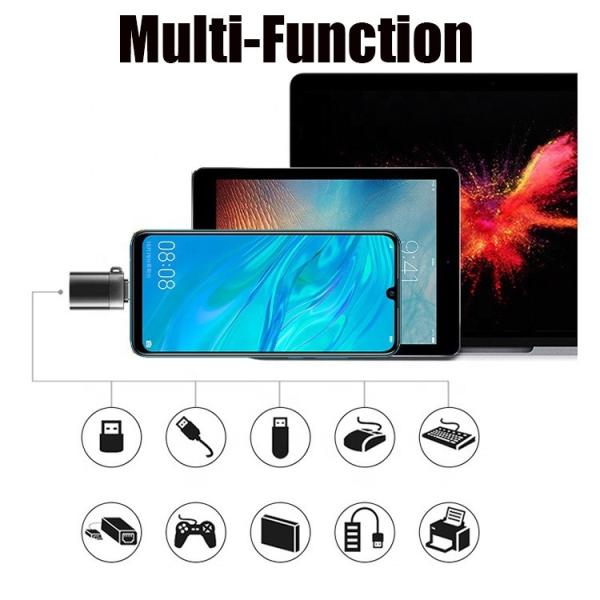 Portable Mini Lanyard Metal Shell OTG Type C 3.1 Male to USB 3.0 Female Adapter