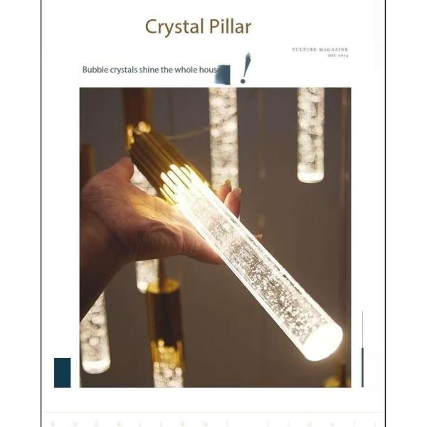 Lámpara de parche de LED moderna larga de cristal para diseño lujoso en el salón comedor o escalera