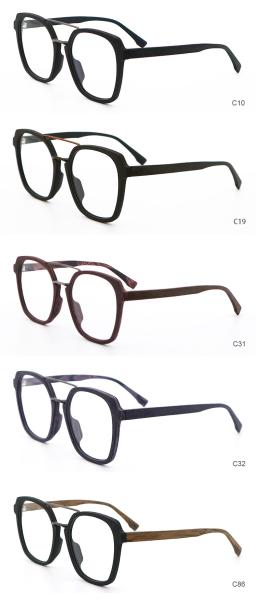 Novos óculos de moda de grãos de madeira Unisexo Full Rim Óculos de acetato Marco MR 6107