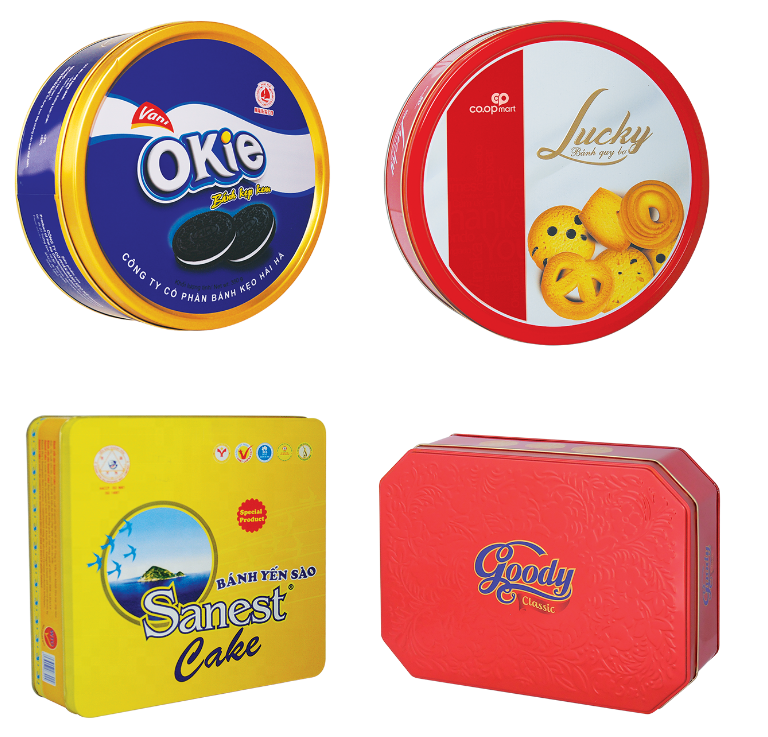 Коробка олова печенья CMYK с тарой для хранения еды крышки