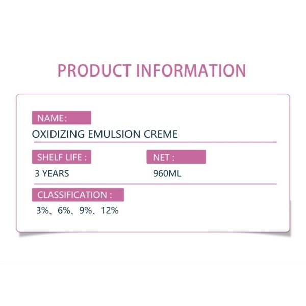 OEM Organic Hair Color Developer Raw Material 3% 6% 9% 12% Oxidant Cream  Permanent Hair Dye Hair Color Manufacturer