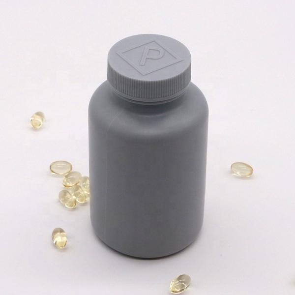 Garrafa de plástico cinza prateado de 200 ml de HDPE para embalagens de medicamentos sólidos personalizáveis