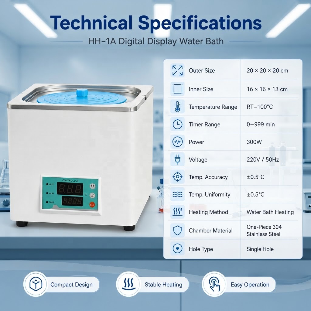 Digital Laboratory Water Bath Heating Equipment for Chemical Reagent Warming and Temperature Control