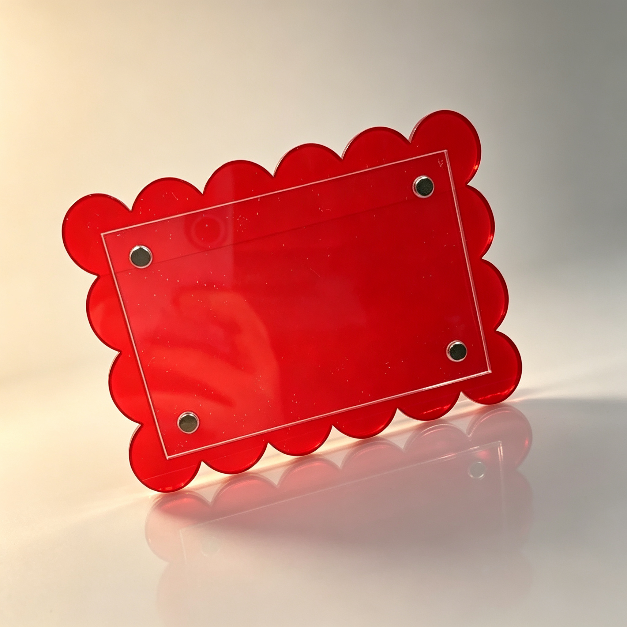 Scalloped Edge Acrylic Magnetic Photo Frame, Fridge Magnet Picture Holder For Instax Mini Photos
