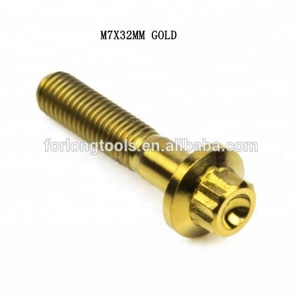 6AL-4V GR5 DIN Standard M7*32 12 Point Flange Head Titanium Split Rim Bolt for BBS and Durable Design