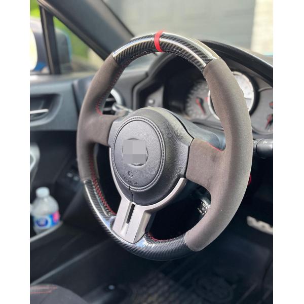 Wrap Custom Hand Sewing Black Suede Carbon Steering Wheel Cover for Subaru BRZ Scion FR-S FRS Toyota 86 GT86