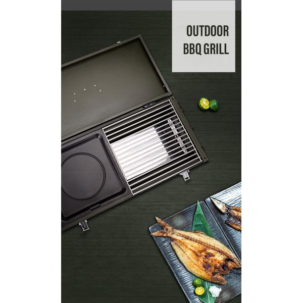 Chrome Plated Rotating Skewer Suitcase Grill Perfect for Camping and Outdoor Cooking