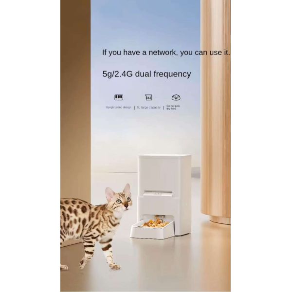 New Cat Dog 6L Automatic Food Dispenser Solid IPX5 Waterproof Stainless Steel Remote App Control Voice Record Feature Battery