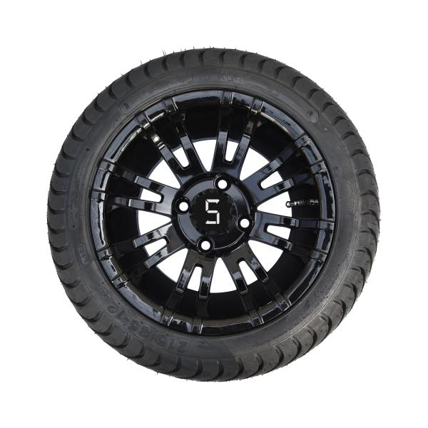 12'' Glossy Black Golf Cart Wheels And 215/35-12 Low Profile Tires Assembly