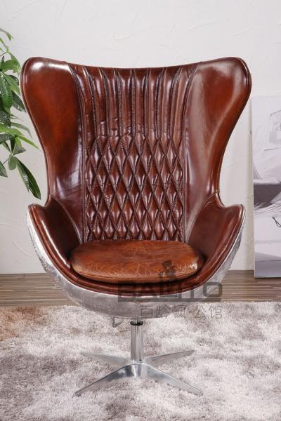 luxury antique high back leather swivel leisure chair with aluminium back,#2016