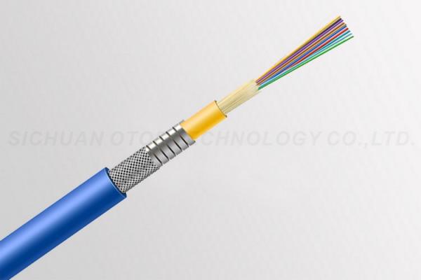 Armored Fiber Optic Cable Multi Cores Yellow Color 100% Core Filling