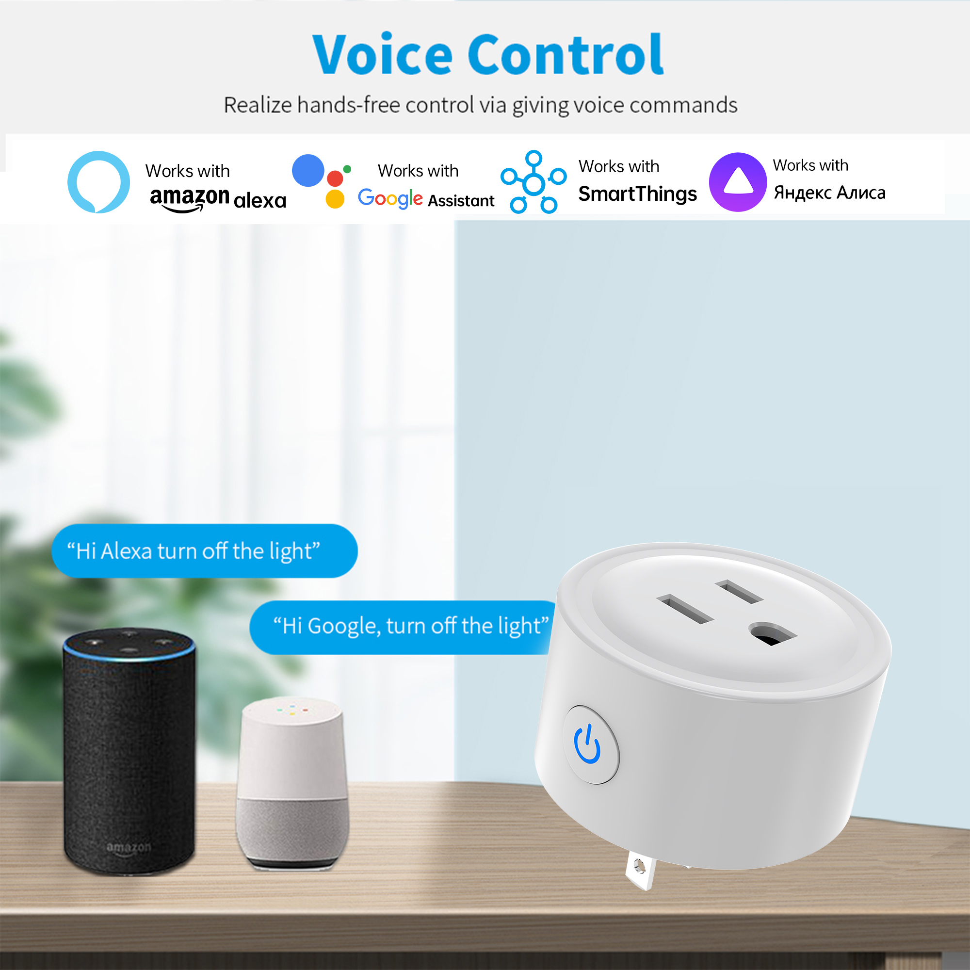 US-to-Universal Smart Plug with 20A High Capacity WiFi Remote Control and Voice Control for Smart Home Automation