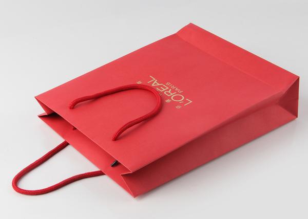 Gold Foil Hot Stamping Gift Packing Bags Multi Color Cotton Rope Handles