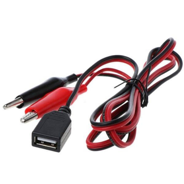 Crocodile Clamps Alligator Clip to USB A Female Test Wire Adapter Cable