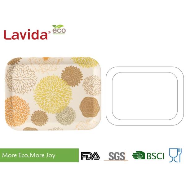 OEM ODM Food Grade Material Biodegradable Bamboo Fibre Tray Dinner Tray Dinning Tray Serving Tray Food Plate with prints