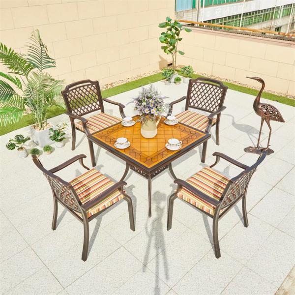 Balcony Furniture Small Round Table Cast Aluminum Coffee Table Set for Outdoor Leisure