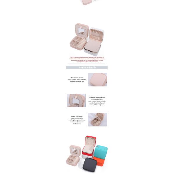 Logotipo personalizado de viaje portable de almacenamiento cuadrado caja de joyas con espejo en cuero PU