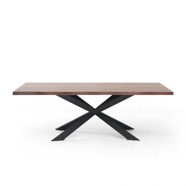 ContempoCross Wood Table With Stainless Steel Legs Functional Elegant