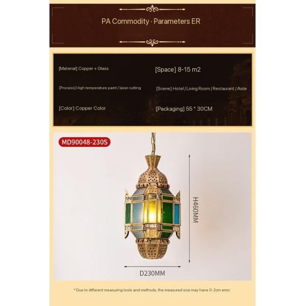 Decorative Handmade Copper Ceiling Light Copper Glass Pendant Light