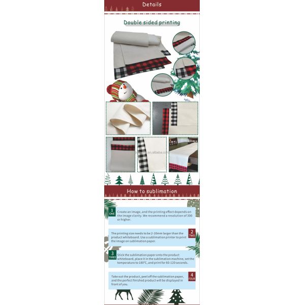 Christmas Trend Sublimation Table Runners Blanks Personalized Custom Logo, 2025 Christmas Fabric Ornaments