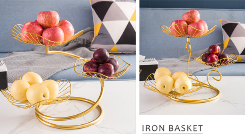 Powder Coated Anti Corrosion 0.8KG Steel Fruit Basket Three Storey