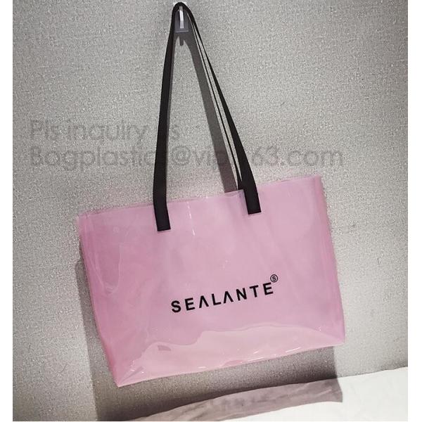 pvc transparent zipper bikini cosmetic bag, tote lady waterproof PVC swimming transparent beach bag, beach bag swimming