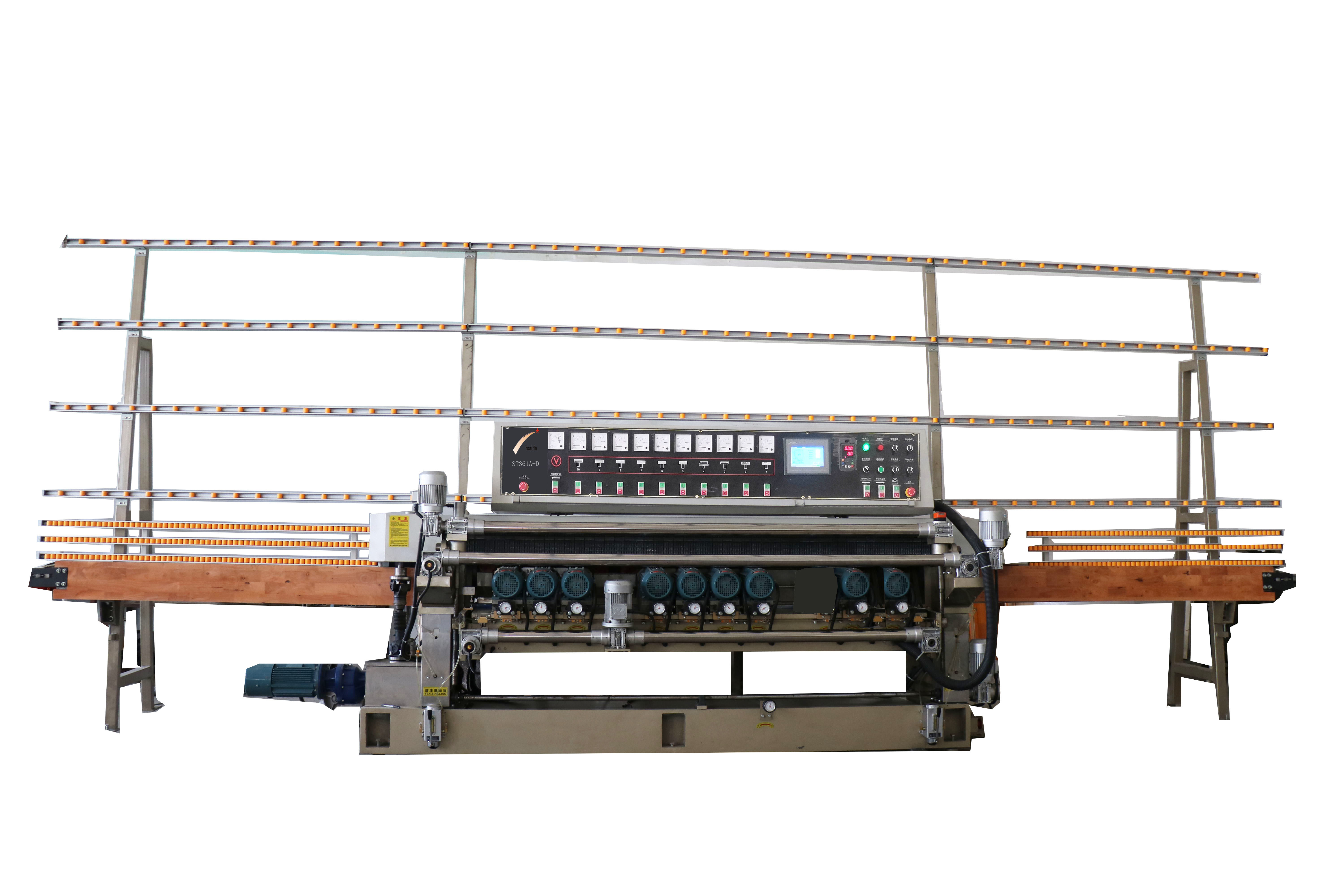 10 Motors Straight Line Glass Beveling Machine PLC Control With Lifting System