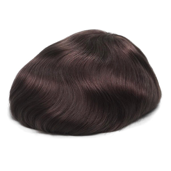 Dark Brown PU Perimeter Stock Hair System 8x10 Lace Hair Replacement For Men