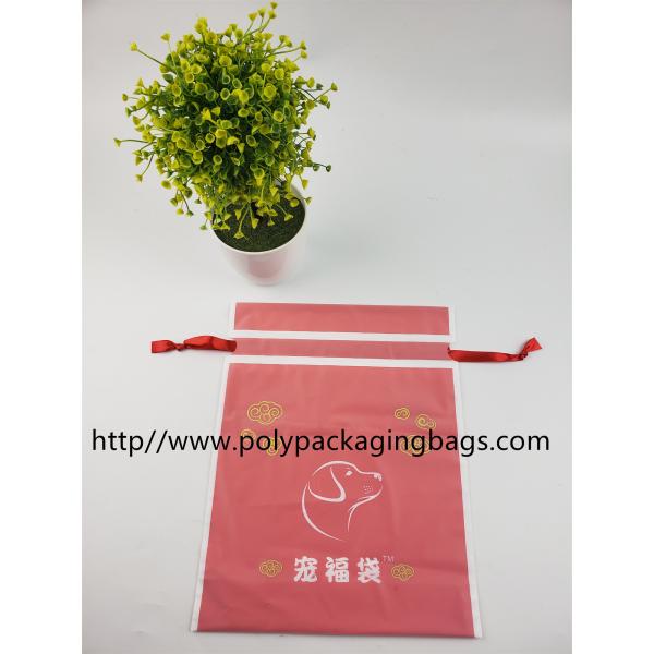 Classic Drawstring Plastic Bags With Ribbon For Christmas Gift / Christmas Present / Toy