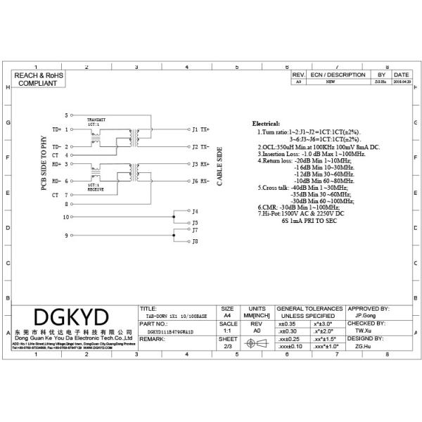 DGKYD111B479GWA1D RJ45 8P8C соединитель Integrated Circuit Board Электронные компоненты