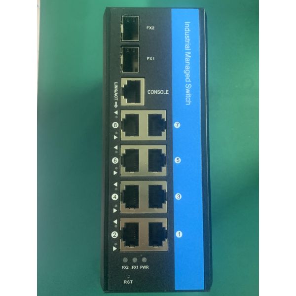 8 Port Managed Industrial PoE Switch Gigabit SFP Fiber 240W Actice PoE DC48V DIN Rail
