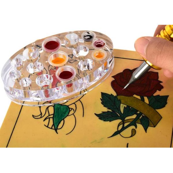 Крышка машины татуировки оптовых прозрачных овальных аксессуаров макияжа стойки держателя чашки чернил пигмента профессиональных акриловая