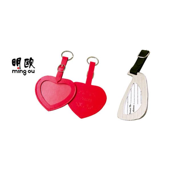 Red Heart Luggage Tags PU Leather Material , Custom Engraved Luggage Tags