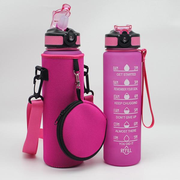 Customized Logo Neoprene Water Bottle Cooler with Adjustable Shoulder Strap and Pouch