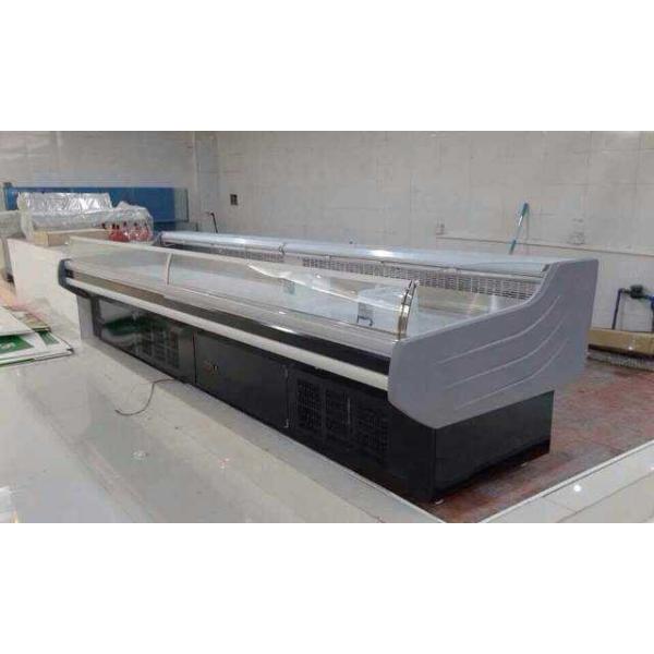 O supermercado fino dos peixes indica o refrigerador com temperatura de 2~8 ℃/armários exposição do supermercado fino