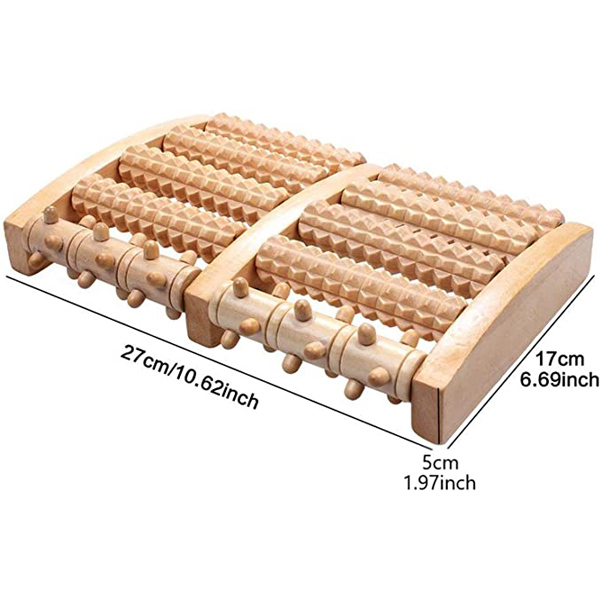Large Manual wooden foot massager , 18 separate nubs wooden foot roller