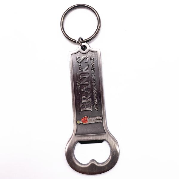 3D Both Sides Silver Custom Metal Keychains / Antique Metal Promotional Keyrings