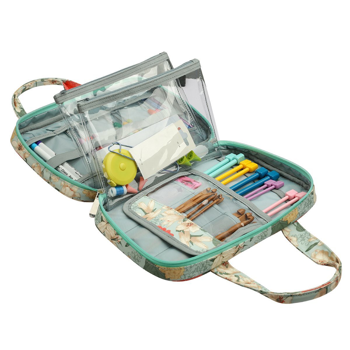 Double Layer Zipper Knitting Storage Bag 28 X 19 X 5 Cm Customizable Yarn Organizer