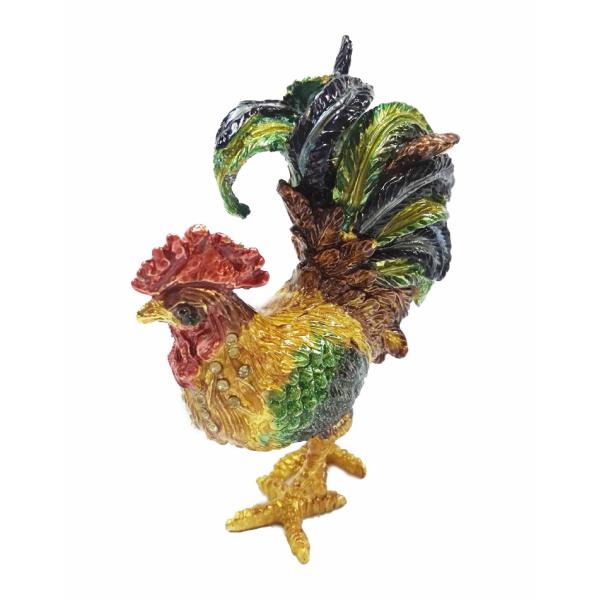 Pretty Cock metal jewelry box Rooster enamel treasure trinket box
