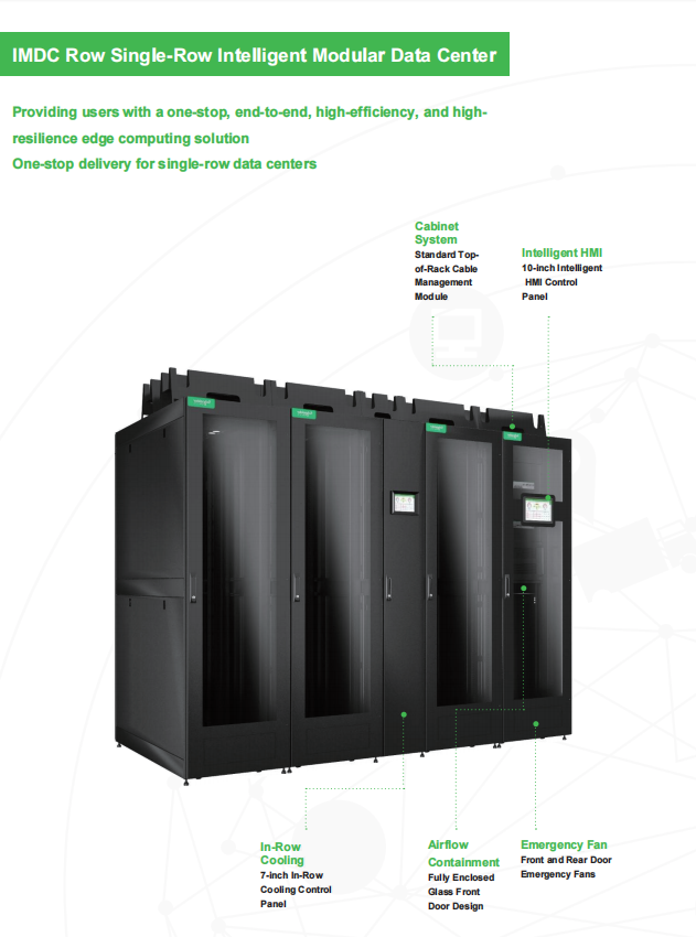 IMDC Row Single-Row Smart Modular Data Center Power Distribution Cabinet with 32 Sockets and 20~60kW IT Capacity