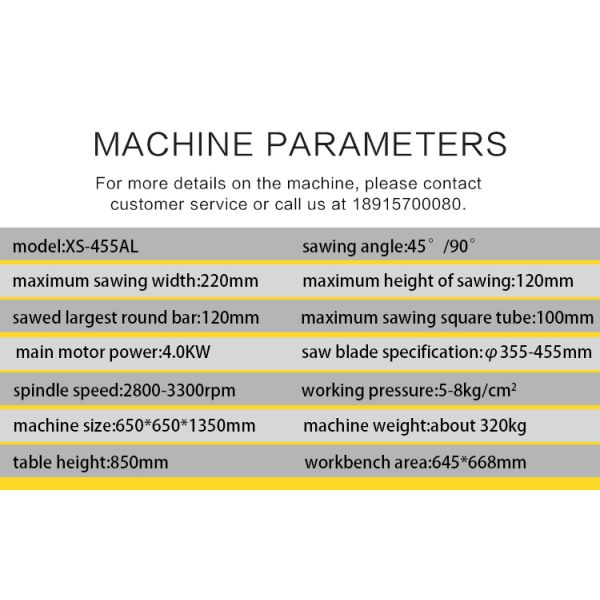 XS-455AL Pneumatic Aluminum Cutting Machine Aluminum Alloy Cutting Machine for 45 Degree