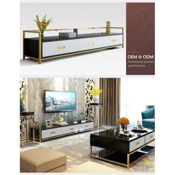 Marco de acero inoxidable TV del gabinete de la burbuja EPE de los muebles de lujo de la sala de estar