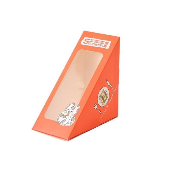 Disposable Triangle Chocolate Donut Sandwich Cake Pizza Box With Window Eco Friendly