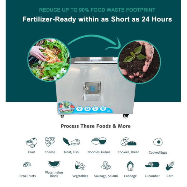 TOGO Intelligent Household Fast Food Composter 50kg Daily Processing Capacity 304 Material Organic Fertilizer Equipment 24-hour